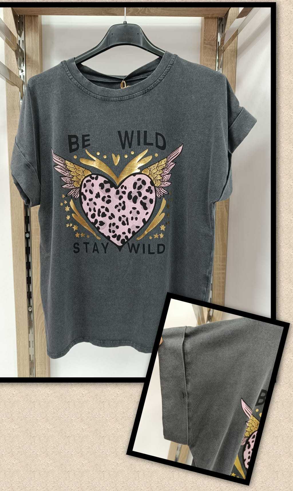 CAMISETA CORAZON LEOPARDO M/CORTA