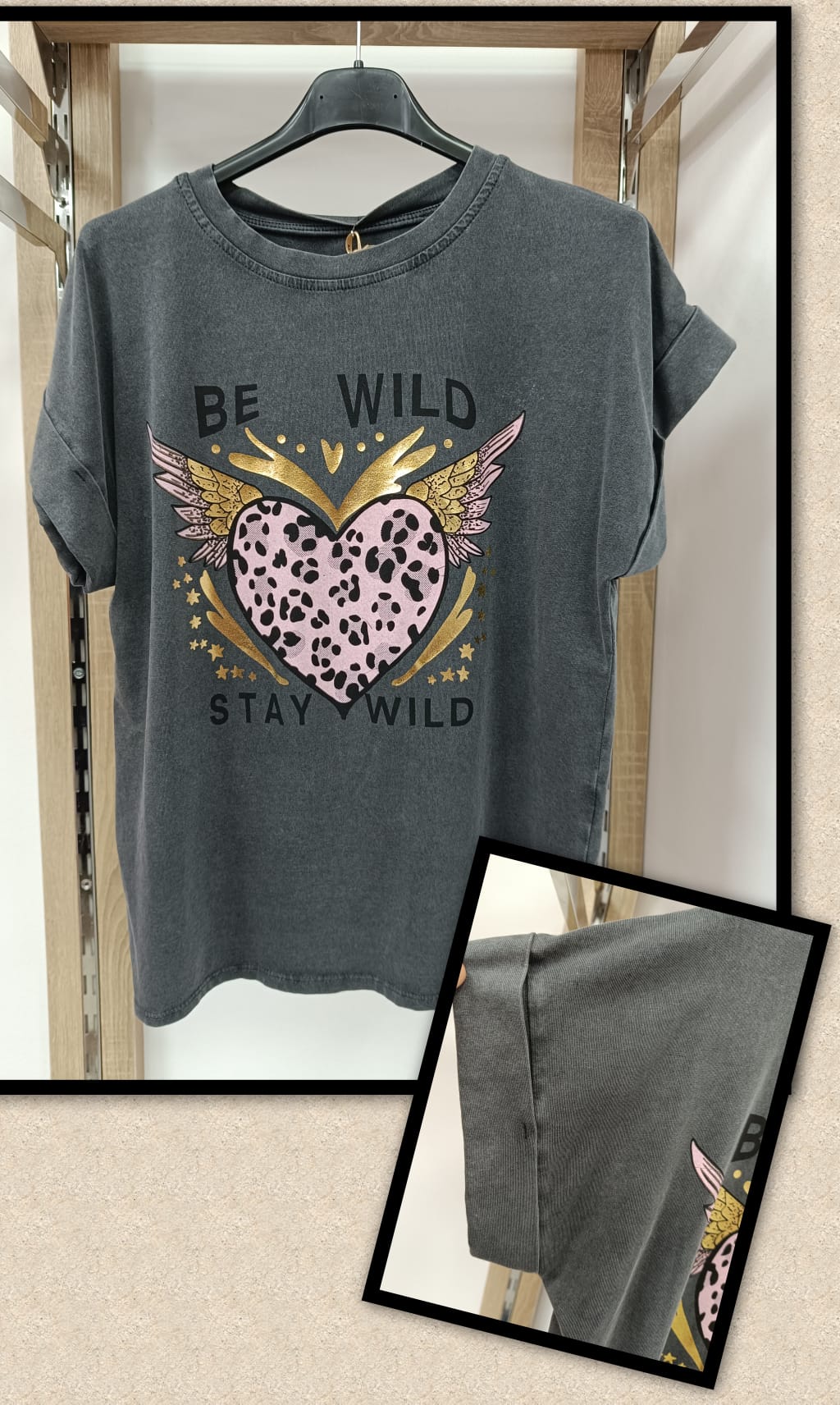 CAMISETA CORAZON LEOPARDO M/CORTA