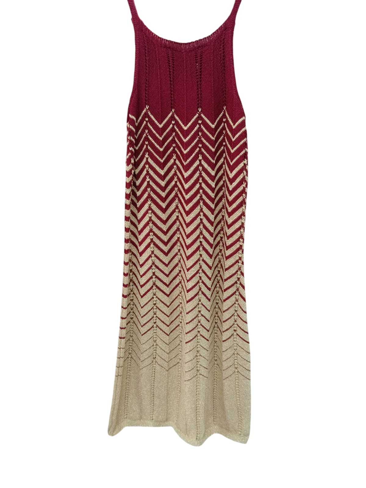 VESTIDO HILO BURDEO Y ORO