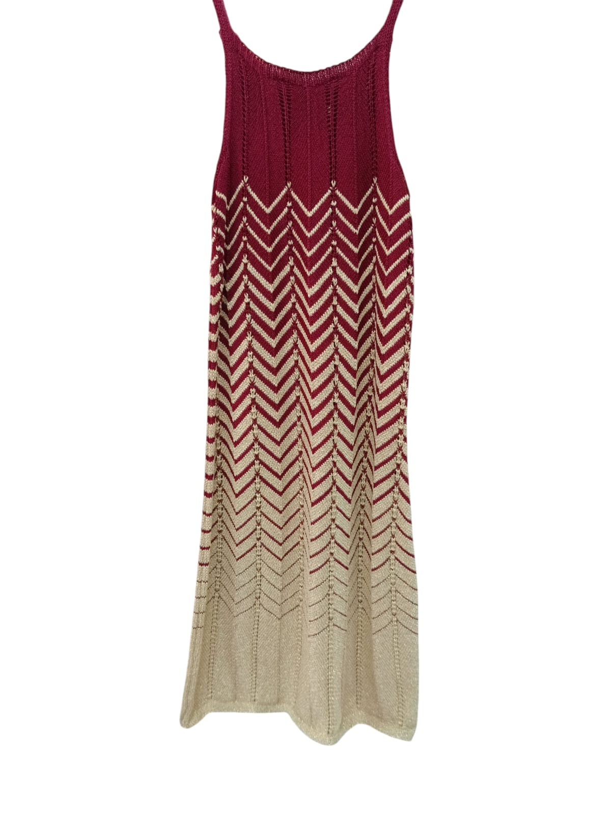 VESTIDO HILO BURDEO Y ORO