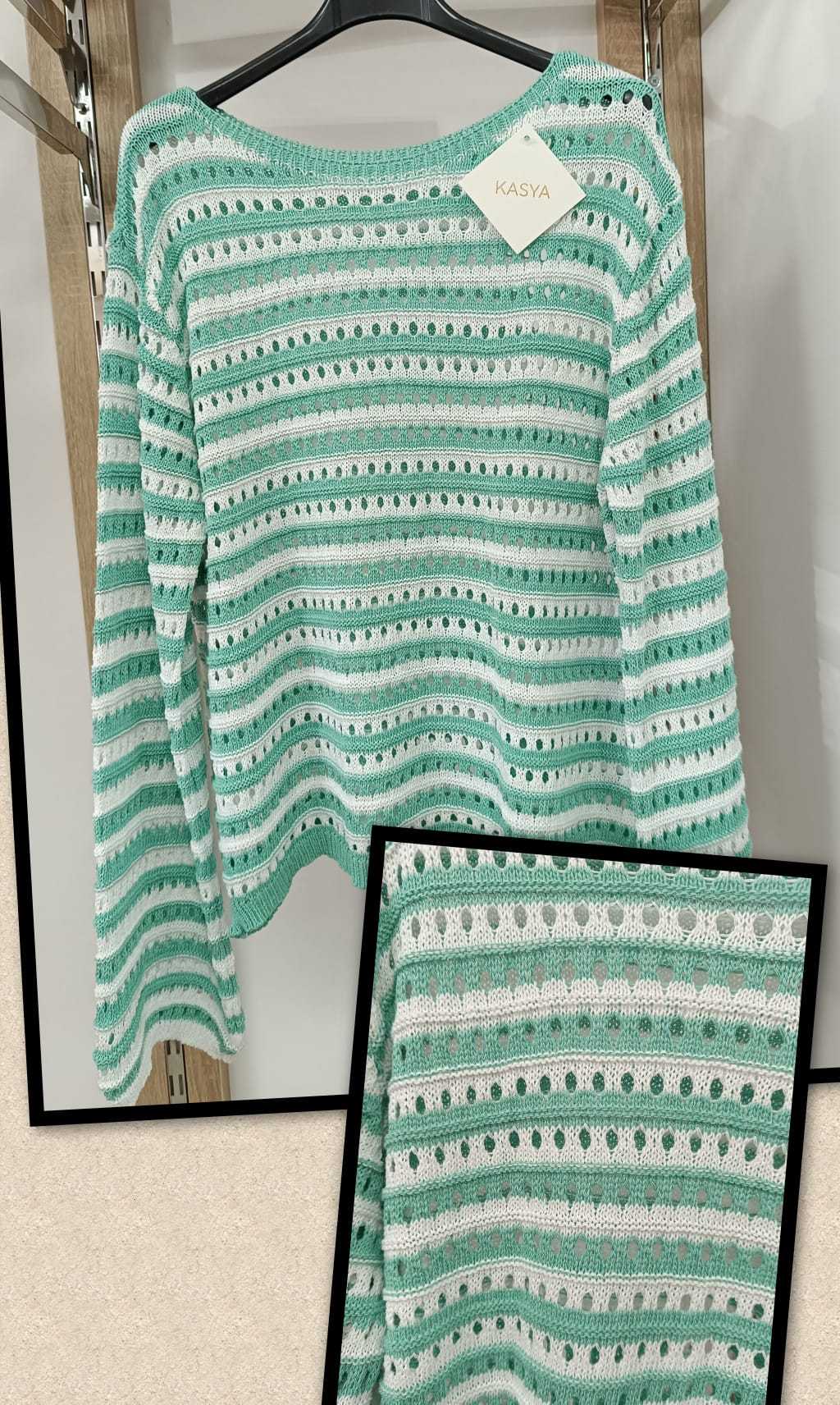 JERSEY DE HILO M/LARGA VERDE AGUA RALLITAS